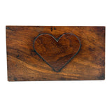 Heartfelt Handmade Walnut (?) Box with Relief Carved Heart and Fat Dovetail Joints