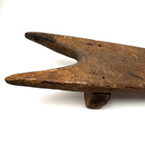 Poetic (and Anthropomorphic) 19th Century Wooden Bootjack with Hanging Hole Worn Through