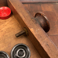 19th C. Primitive Double-Sided Gameboard with Checker-filled Drawer