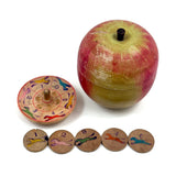 Earlier 20th Century Japanese Painted Treen Apple with Horse Roulette Inside