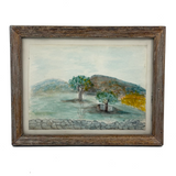 North Hollow from Colby Farm, Andover, NH, 1915, Charming Naive Watercolor Signed B. Pratt
