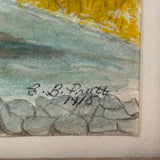 North Hollow from Colby Farm, Andover, NH, 1915, Charming Naive Watercolor Signed B. Pratt