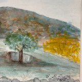 North Hollow from Colby Farm, Andover, NH, 1915, Charming Naive Watercolor Signed B. Pratt