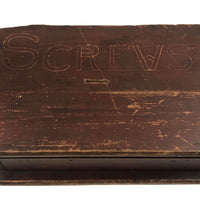 Old Handmade Divided Interior SCREWS Box with Mysterious Slit