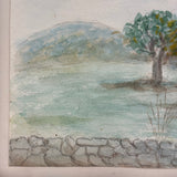 North Hollow from Colby Farm, Andover, NH, 1915, Charming Naive Watercolor Signed B. Pratt