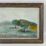 North Hollow from Colby Farm, Andover, NH, 1915, Charming Naive Watercolor Signed B. Pratt