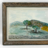North Hollow from Colby Farm, Andover, NH, 1915, Charming Naive Watercolor Signed B. Pratt