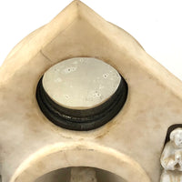 Carved Marble Alter with Mirror and Praying Bisque Figures in Niches