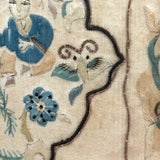 Child with Pig Tails and Butterfly, Charming c. Late 19th Century Chinese Silk Embroidery Tea Tray