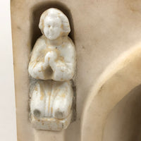 Carved Marble Alter with Mirror and Praying Bisque Figures in Niches