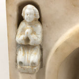 Carved Marble Alter with Mirror and Praying Bisque Figures in Niches