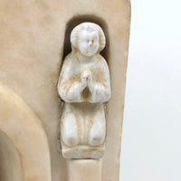 Carved Marble Alter with Mirror and Praying Bisque Figures in Niches