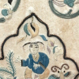 Child with Pig Tails and Butterfly, Charming c. Late 19th Century Chinese Silk Embroidery Tea Tray