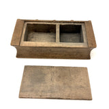 Beautiful, Spare, Two Compartment 19th Century Book Shaped Box Carved From One Piece of Wood