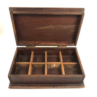 Old Handmade Divided Interior SCREWS Box with Mysterious Slit