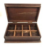 Old Handmade Divided Interior SCREWS Box with Mysterious Slit