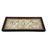 Child with Pig Tails and Butterfly, Charming c. Late 19th Century Chinese Silk Embroidery Tea Tray