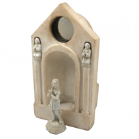 Carved Marble Alter with Mirror and Praying Bisque Figures in Niches