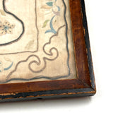 Child with Pig Tails and Butterfly, Charming c. Late 19th Century Chinese Silk Embroidery Tea Tray