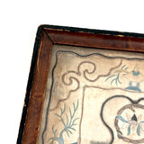 Child with Pig Tails and Butterfly, Charming c. Late 19th Century Chinese Silk Embroidery Tea Tray