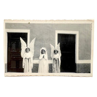 Four Wings and a Prayer! Wonderful Old Snapshot of Angel Girls, Presumed Portuguese