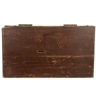 Old Handmade Divided Interior SCREWS Box with Mysterious Slit