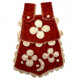 SOLD Fun and Fabulous Old Hand-sewn Velvet Faux-Jumper Clothes Pin Bag with Applique Flowers and Moon