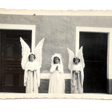 Four Wings and a Prayer! Wonderful Old Snapshot of Angel Girls, Presumed Portuguese