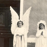 Four Wings and a Prayer! Wonderful Old Snapshot of Angel Girls, Presumed Portuguese