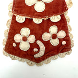 SOLD Fun and Fabulous Old Hand-sewn Velvet Faux-Jumper Clothes Pin Bag with Applique Flowers and Moon