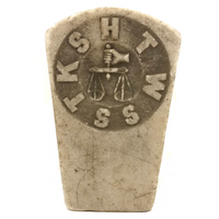 SOLD Antique Carved Marble Masonic Keystone with Hand Held Scale