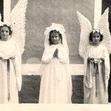 Four Wings and a Prayer! Wonderful Old Snapshot of Angel Girls, Presumed Portuguese