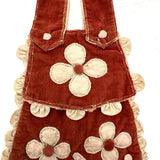 SOLD Fun and Fabulous Old Hand-sewn Velvet Faux-Jumper Clothes Pin Bag with Applique Flowers and Moon