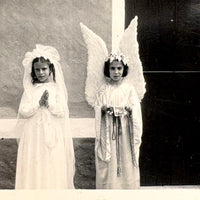 Four Wings and a Prayer! Wonderful Old Snapshot of Angel Girls, Presumed Portuguese
