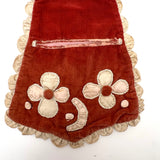 SOLD Fun and Fabulous Old Hand-sewn Velvet Faux-Jumper Clothes Pin Bag with Applique Flowers and Moon