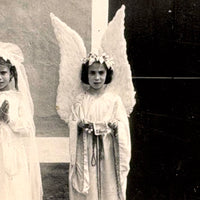 Four Wings and a Prayer! Wonderful Old Snapshot of Angel Girls, Presumed Portuguese