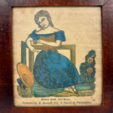 SOLD Helen with her Rose, Early 19th Century B. Bramell Hand-colored Block Print, Original Frame and Glass