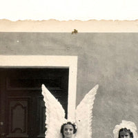 Four Wings and a Prayer! Wonderful Old Snapshot of Angel Girls, Presumed Portuguese