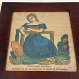 SOLD Helen with her Rose, Early 19th Century B. Bramell Hand-colored Block Print, Original Frame and Glass