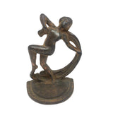 Cast Iron Art Nouveau Bookend with Super Folky Face