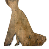 Woman Holding Mirror with Dog and Cat Drawn on Skirt, Wonderful Old Folk Art Wooden Cutout