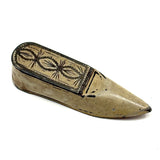 19th Century Tole Snuff Box/Vesta Shoe, Hand Engraved with Best Red Soles!