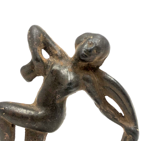 Cast Iron Art Nouveau Bookend with Super Folky Face