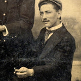 Three Men, One Reading Newspaper, Unusual Antique Sixth Plate Tintype