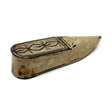 19th Century Tole Snuff Box/Vesta Shoe, Hand Engraved with Best Red Soles!