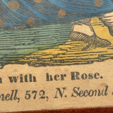 SOLD Helen with her Rose, Early 19th Century B. Bramell Hand-colored Block Print, Original Frame and Glass