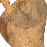 Woman Holding Mirror with Dog and Cat Drawn on Skirt, Wonderful Old Folk Art Wooden Cutout