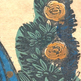 SOLD Helen with her Rose, Early 19th Century B. Bramell Hand-colored Block Print, Original Frame and Glass