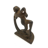 Cast Iron Art Nouveau Bookend with Super Folky Face