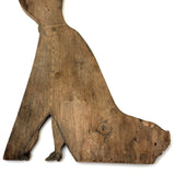 Woman Holding Mirror with Dog and Cat Drawn on Skirt, Wonderful Old Folk Art Wooden Cutout
